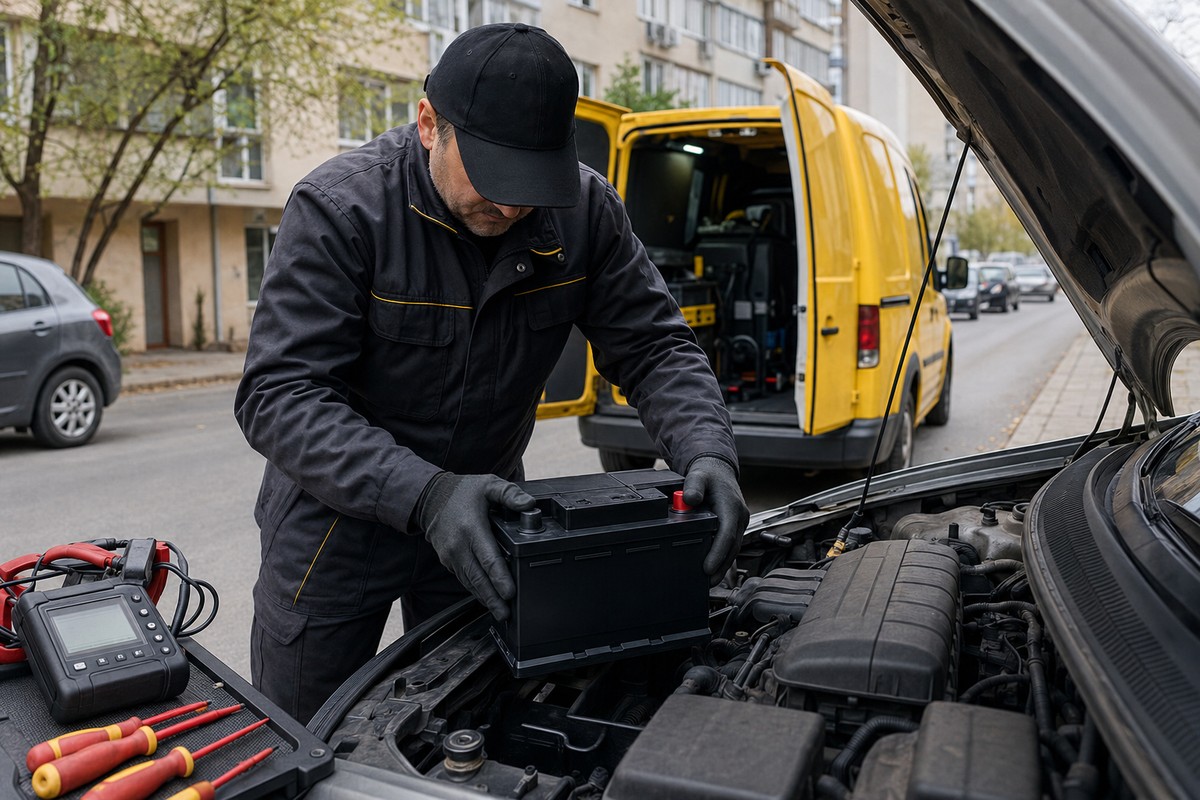 Смяна на автомобилен акумулатор на адрес в София